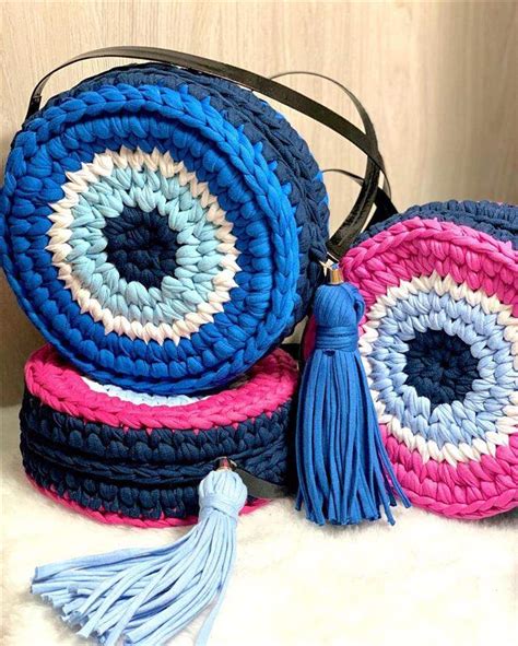 Bolsa boho redonda em fio de malha passo a passo/ Crochet.